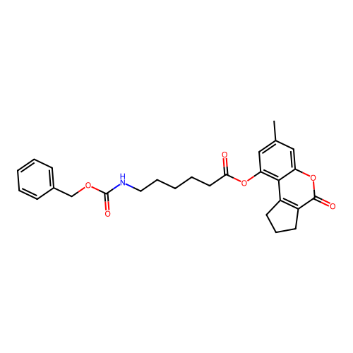 (7-methyl-4-oxo-2,3-dihydro-1H-cyclopenta[c]chromen-9-yl) 6-(phenylmethoxycarbonylamino)hexanoate structure