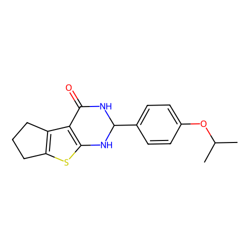 2-(4-isopropoxyphenyl)-2,3,6,7-tetrahydro-1H-cyclopenta[4,5]thieno[2,3-d]pyrimidin-4(5H)-one structure
