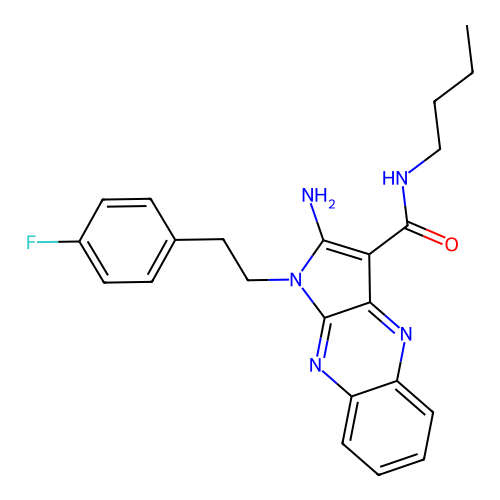 2-amino-N-butyl-1-(4-fluorophenethyl)-1H-pyrrolo[2,3-b]quinoxaline-3-carboxamide structure