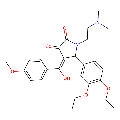 (4E)-5-(3,4-diethoxyphenyl)-1-(2-dimethylaminoethyl)-4-[hydroxy-(4-methoxyphenyl)methylidene]pyrrolidine-2,3-dione structure