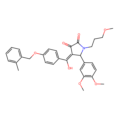 (4E)-5-(3,4-dimethoxyphenyl)-4-(hydroxy{4-[(2-methylbenzyl)oxy]phenyl}methylidene)-1-(3-methoxypropyl)pyrrolidine-2,3-dione structure