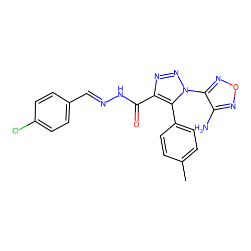(E)-1-(4-amino-1,2,5-oxadiazol-3-yl)-N'-(4-chlorobenzylidene)-5-(p-tolyl)-1H-1,2,3-triazole-4-carbohydrazide structure