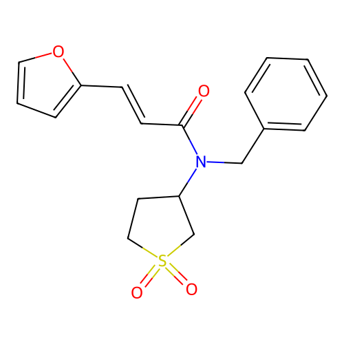 (2E)-N-benzyl-N-(1,1-dioxidotetrahydrothiophen-3-yl)-3-(furan-2-yl)prop-2-enamide structure