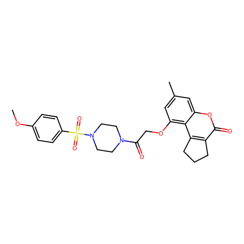 9-(2-(4-((4-methoxyphenyl)sulfonyl)piperazin-1-yl)-2-oxoethoxy)-7-methyl-2,3-dihydrocyclopenta[c]chromen-4(1H)-one structure