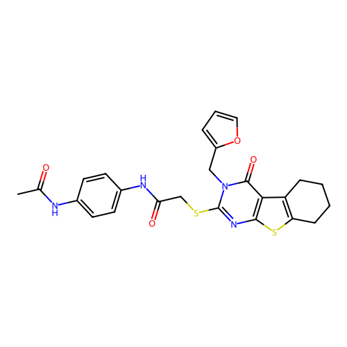N-(4-acetamidophenyl)-2-((3-(furan-2-ylmethyl)-4-oxo-3,4,5,6,7,8-hexahydrobenzo[4,5]thieno[2,3-d]pyrimidin-2-yl)thio)acetamide structure