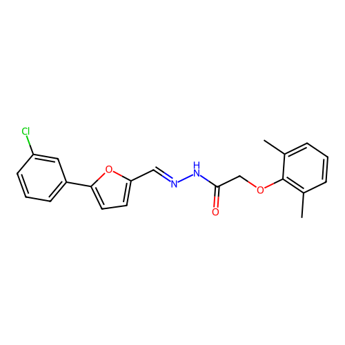 N'-{(E)-[5-(3-chlorophenyl)furan-2-yl]methylidene}-2-(2,6-dimethylphenoxy)acetohydrazide structure