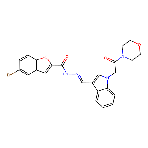 5-bromo-N'-[(E)-{1-[2-(morpholin-4-yl)-2-oxoethyl]-1H-indol-3-yl}methylidene]-1-benzofuran-2-carbohydrazide structure