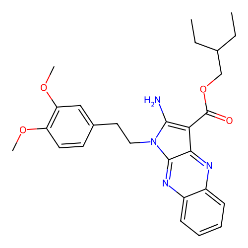 2-ethylbutyl 2-amino-1-(3,4-dimethoxyphenethyl)-1H-pyrrolo[2,3-b]quinoxaline-3-carboxylate structure