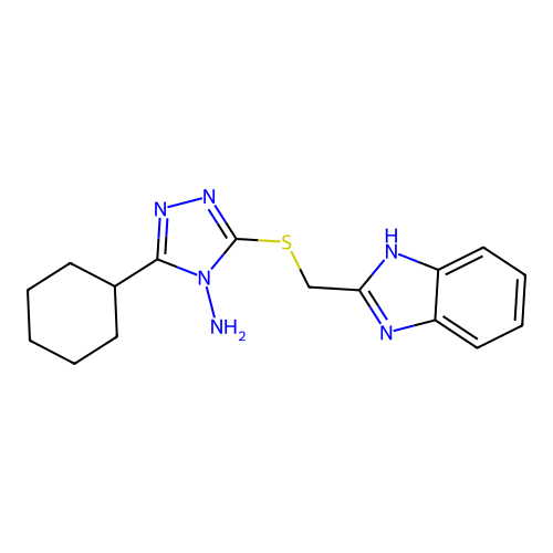3-[(1H-benzimidazol-2-ylmethyl)sulfanyl]-5-cyclohexyl-4H-1,2,4-triazol-4-amine structure