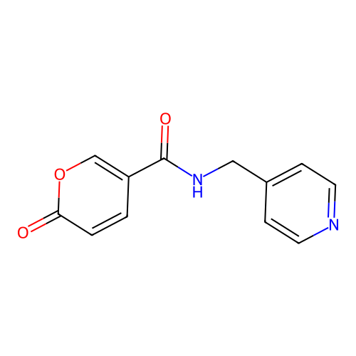 2-oxo-N-(pyridin-4-ylmethyl)-2H-pyran-5-carboxamide structure