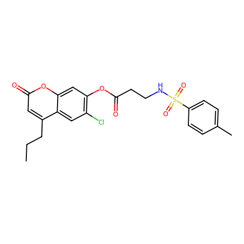 6-chloro-2-oxo-4-propyl-2H-chromen-7-yl 3-(4-methylphenylsulfonamido)propanoate structure