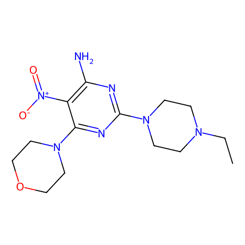 2-(4-Ethylpiperazinyl)-6-morpholin-4-yl-5-nitropyrimidine-4-ylamine structure