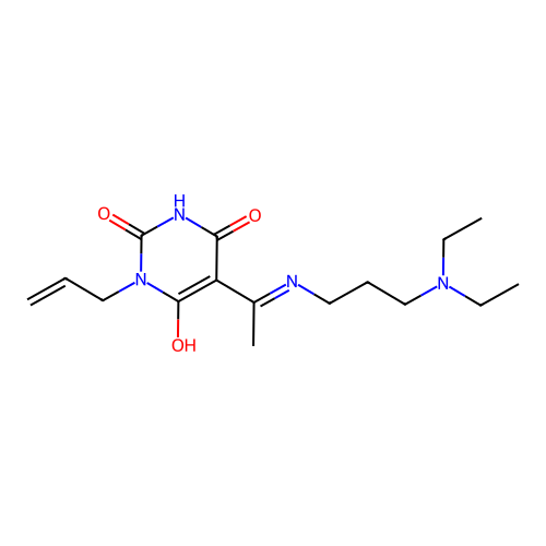 5-[1-(3-diethylaminopropylamino)ethylidene]-1-prop-2-enyl-1,3-diazinane-2,4,6-trione structure