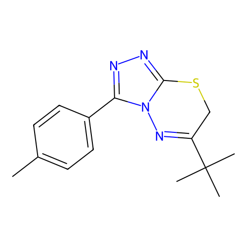6-tert-butyl-3-(4-methylphenyl)-7H-[1,2,4]triazolo[3,4-b][1,3,4]thiadiazine structure