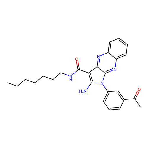 1-(3-acetylphenyl)-2-amino-N-heptyl-1H-pyrrolo[2,3-b]quinoxaline-3-carboxamide structure