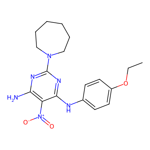 2-(azepan-1-yl)-N-(4-ethoxyphenyl)-5-nitropyrimidine-4,6-diamine structure