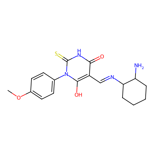 (5E)-5-[[(2-aminocyclohexyl)amino]methylidene]-1-(4-methoxyphenyl)-2-sulfanylidene-1,3-diazinane-4,6-dione structure