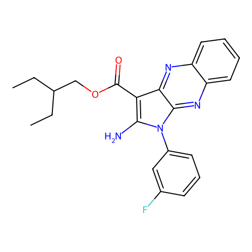 2-ethylbutyl 2-amino-1-(3-fluorophenyl)-1H-pyrrolo[2,3-b]quinoxaline-3-carboxylate structure