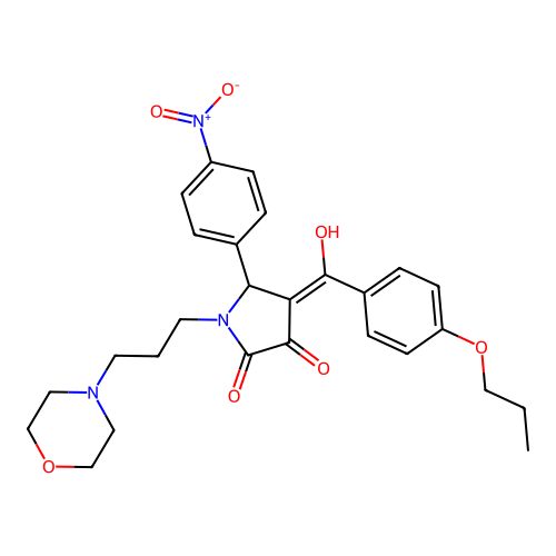 (4E)-4-[hydroxy-(4-propoxyphenyl)methylidene]-1-(3-morpholin-4-ylpropyl)-5-(4-nitrophenyl)pyrrolidine-2,3-dione structure