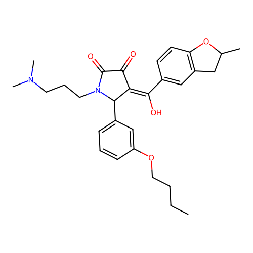 (4E)-5-(3-butoxyphenyl)-1-[3-(dimethylamino)propyl]-4-[hydroxy-(2-methyl-2,3-dihydro-1-benzofuran-5-yl)methylidene]pyrrolidine-2,3-dione structure