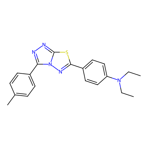 N,N-diethyl-4-(3-(p-tolyl)-[1,2,4]triazolo[3,4-b][1,3,4]thiadiazol-6-yl)aniline structure