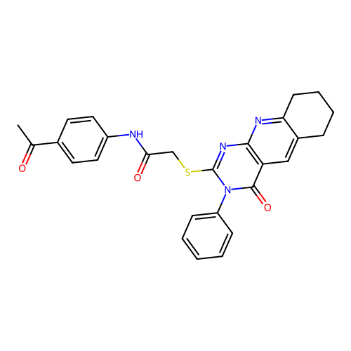N-(4-acetylphenyl)-2-((4-oxo-3-phenyl-3,4,6,7,8,9-hexahydropyrimido[4,5-b]quinolin-2-yl)thio)acetamide structure