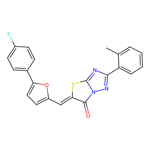 (5Z)-5-[[5-(4-fluorophenyl)furan-2-yl]methylidene]-2-(2-methylphenyl)-[1,3]thiazolo[3,2-b][1,2,4]triazol-6-one structure
