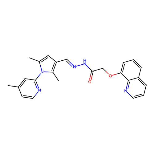 (E)-N'-((2,5-dimethyl-1-(4-methylpyridin-2-yl)-1H-pyrrol-3-yl)methylene)-2-(quinolin-8-yloxy)acetohydrazide structure