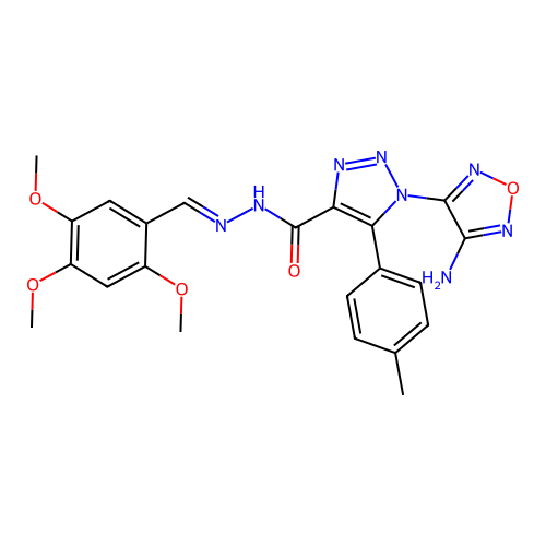 (E)-1-(4-amino-1,2,5-oxadiazol-3-yl)-5-(p-tolyl)-N'-(2,4,5-trimethoxybenzylidene)-1H-1,2,3-triazole-4-carbohydrazide structure