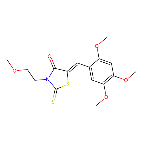 (5Z)-3-(2-methoxyethyl)-2-thioxo-5-(2,4,5-trimethoxybenzylidene)-1,3-thiazolidin-4-one structure