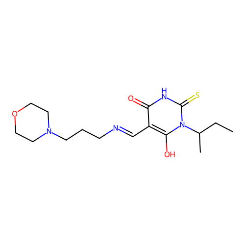 1-butan-2-yl-5-[(3-morpholin-4-ylpropylamino)methylidene]-2-sulfanylidene-1,3-diazinane-4,6-dione structure