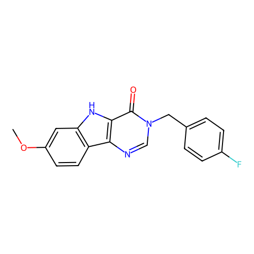 3-(4-fluorobenzyl)-7-methoxy-3,5-dihydro-4H-pyrimido[5,4-b]indol-4-one structure