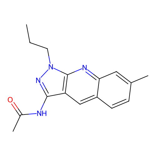 N-(7-methyl-1-propyl-1H-pyrazolo[3,4-b]quinolin-3-yl)acetamide structure