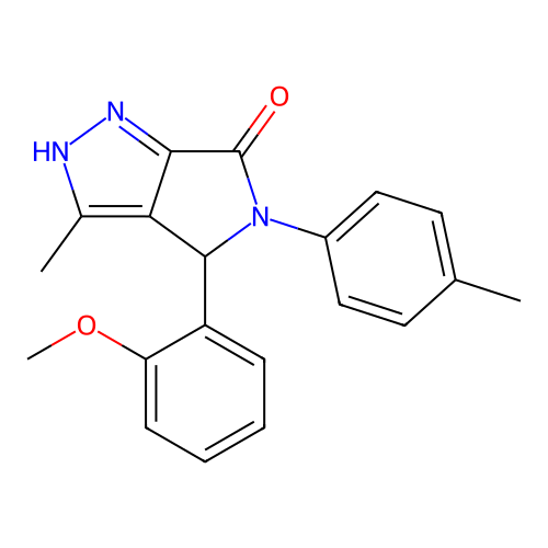 4-(2-methoxyphenyl)-3-methyl-5-(4-methylphenyl)-2,4-dihydropyrrolo[3,4-c]pyrazol-6-one structure