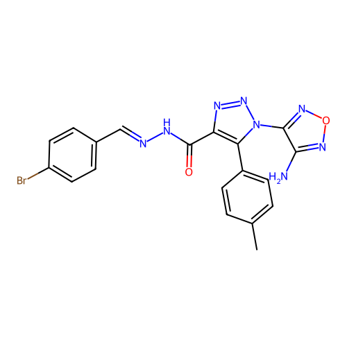 (E)-1-(4-amino-1,2,5-oxadiazol-3-yl)-N'-(4-bromobenzylidene)-5-(p-tolyl)-1H-1,2,3-triazole-4-carbohydrazide structure