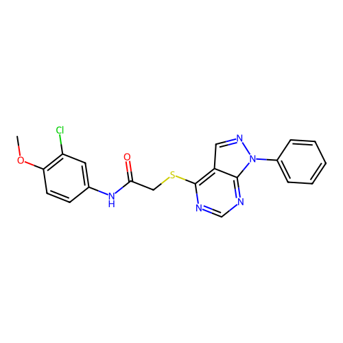N-(3-chloro-4-methoxyphenyl)-2-((1-phenyl-1H-pyrazolo[3,4-d]pyrimidin-4-yl)thio)acetamide structure