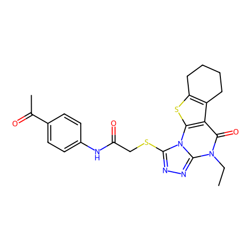 N-(4-acetylphenyl)-2-((4-ethyl-5-oxo-4,5,6,7,8,9-hexahydrobenzo[4,5]thieno[3,2-e][1,2,4]triazolo[4,3-a]pyrimidin-1-yl)thio)acetamide structure