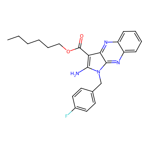 hexyl 2-amino-1-(4-fluorobenzyl)-1H-pyrrolo[2,3-b]quinoxaline-3-carboxylate structure
