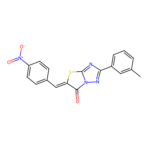 (5Z)-2-(3-methylphenyl)-5-(4-nitrobenzylidene)[1,3]thiazolo[3,2-b][1,2,4]triazol-6(5H)-one structure