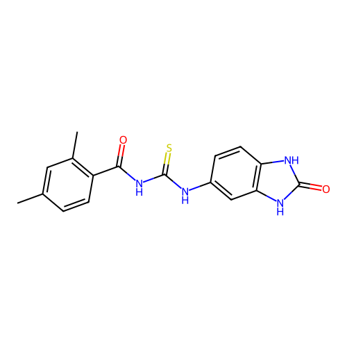 2,4-dimethyl-N-[(2-oxo-2,3-dihydro-1H-benzimidazol-5-yl)carbamothioyl]benzamide structure
