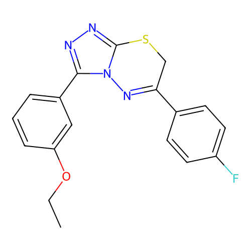 3-(3-ethoxyphenyl)-6-(4-fluorophenyl)-7H-[1,2,4]triazolo[3,4-b][1,3,4]thiadiazine structure