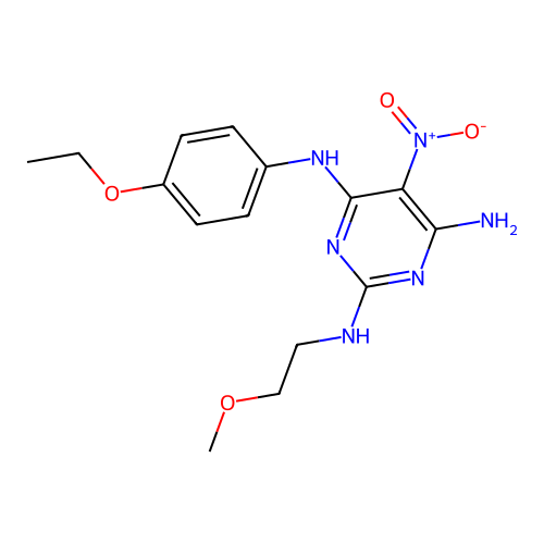 {6-Amino-2-[(2-methoxyethyl)amino]-5-nitropyrimidin-4-yl}(4-ethoxyphenyl)amine structure