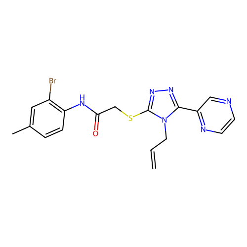N-(2-bromo-4-methylphenyl)-2-{[4-(prop-2-en-1-yl)-5-(pyrazin-2-yl)-4H-1,2,4-triazol-3-yl]sulfanyl}acetamide structure