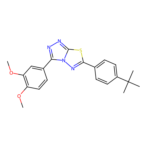 6-(4-tert-butylphenyl)-3-(3,4-dimethoxyphenyl)-[1,2,4]triazolo[3,4-b][1,3,4]thiadiazole structure