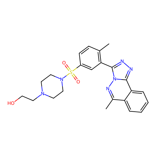 2-(4-((4-methyl-3-(6-methyl-[1,2,4]triazolo[3,4-a]phthalazin-3-yl)phenyl)sulfonyl)piperazin-1-yl)ethanol structure