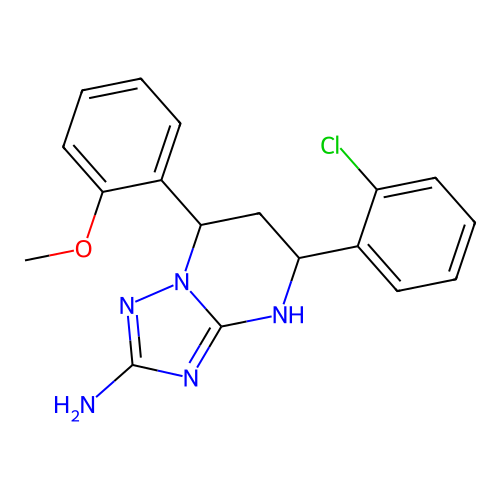 5-(2-chlorophenyl)-7-(2-methoxyphenyl)-1,5,6,7-tetrahydro-[1,2,4]triazolo[1,5-a]pyrimidin-2-amine structure