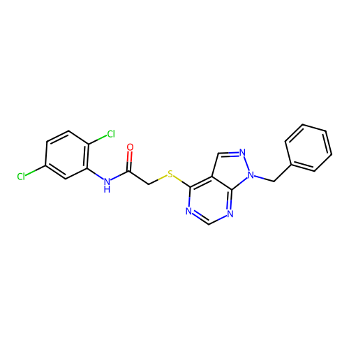 2-((1-benzyl-1H-pyrazolo[3,4-d]pyrimidin-4-yl)thio)-N-(2,5-dichlorophenyl)acetamide structure