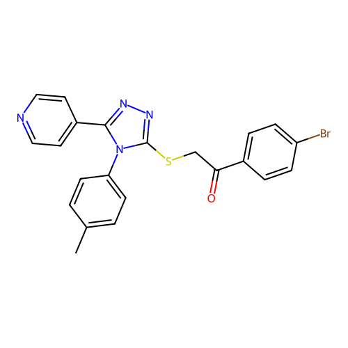 1-(4-bromophenyl)-2-[[4-(4-methylphenyl)-5-pyridin-4-yl-1,2,4-triazol-3-yl]sulfanyl]ethanone structure