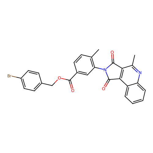 (4-bromophenyl)methyl 4-methyl-3-(4-methyl-1,3-dioxopyrrolo[3,4-c]quinolin-2-yl)benzoate structure