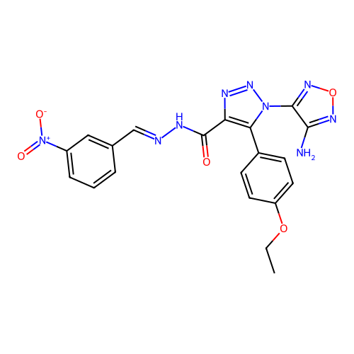 (E)-1-(4-amino-1,2,5-oxadiazol-3-yl)-5-(4-ethoxyphenyl)-N'-(3-nitrobenzylidene)-1H-1,2,3-triazole-4-carbohydrazide structure